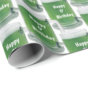 Papier Cadeau Bière verte d'anniversaire irlandais