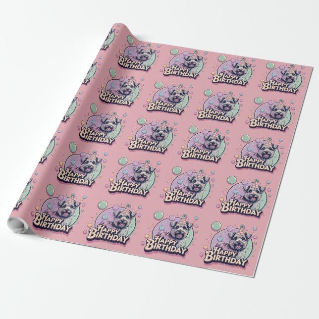 Papier Cadeau Biewer Terrier Chien coloré (Déroulé)
