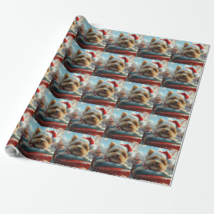 Papier Cadeau Biewer Terrier Dog Roller Coaster Noël