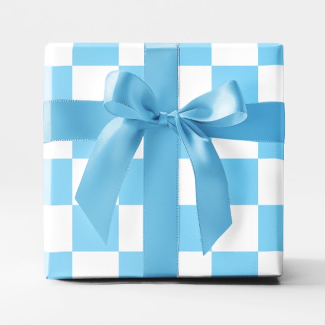 Papier Cadeau Big Baby À damiers bleu et blanc (Big Baby Blue and White Checkered Wrapping Paper)