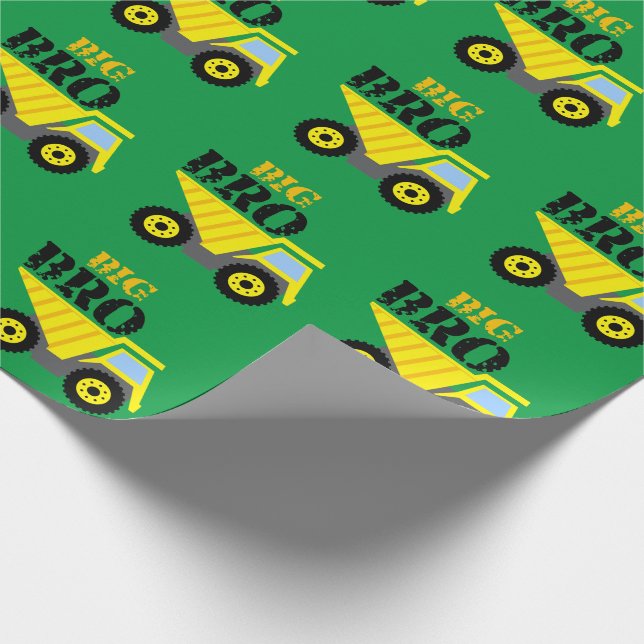 Papier Cadeau Big Bro Construction Camion à vidange jaune (Coin)
