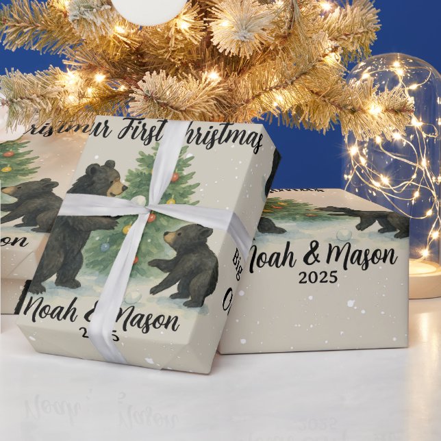 Papier Cadeau Big Brother Little Brother Bear Custom Christmas (Vacances)