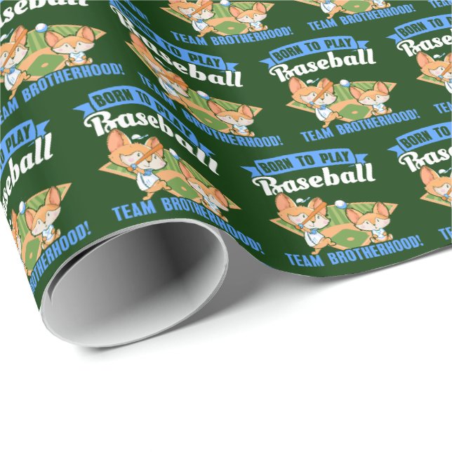 Papier Cadeau Big Brother Little Brother - Joueurs De Baseball (Coin rond)