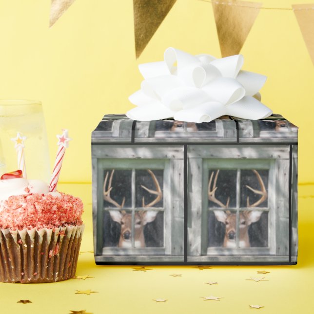 Papier Cadeau Big Buck Deer Dans La Fenêtre (Fête d'anniversaire)