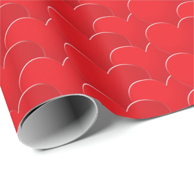 Papier Cadeau Big Red Hearts motif Love Saint Valentin cadeau (Coin rond)