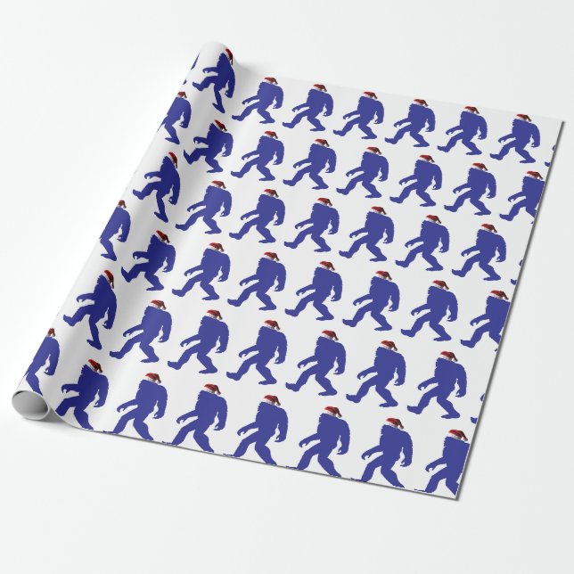 Papier Cadeau Bigfoot porte un Casquette du Père Noël (Déroulé)