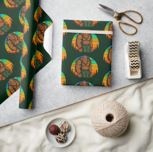 Papier Cadeau Bigfoot sac à dos Randonnée aventure drôle