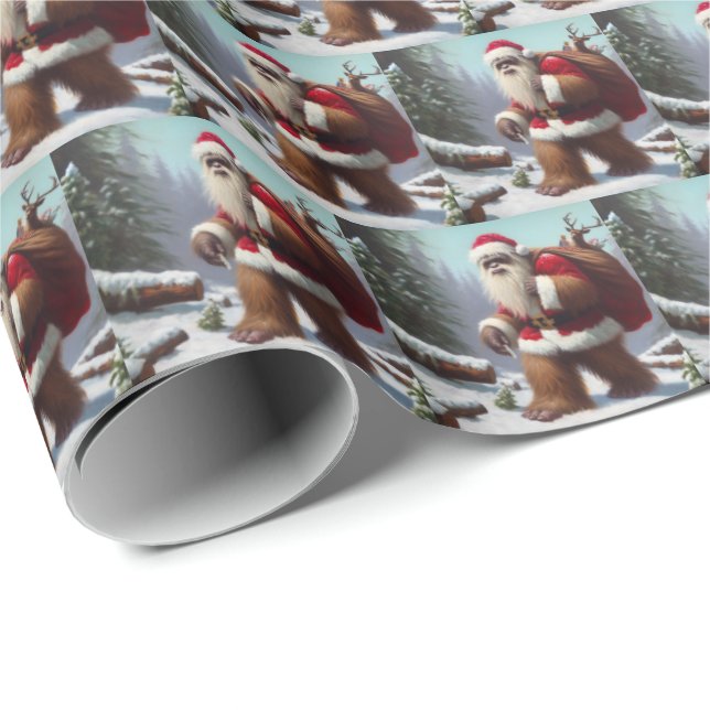 Papier Cadeau Bigfoot Santa Claus (Coin rond)