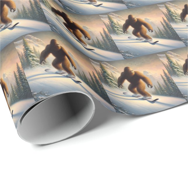 Papier Cadeau Bigfoot Snowboard (Coin rond)