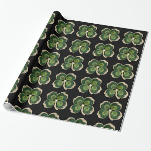 Papier Cadeau Bijou Shamrock Gold Saint Patrick avec perles