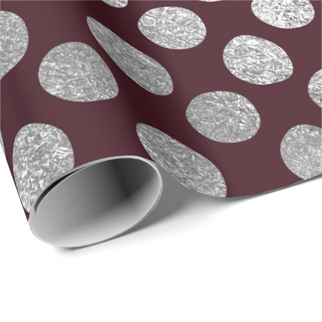 Papier Cadeau Bijoux Maron Bourgogne Pots Argent Vip (Coin rond)