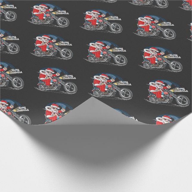 Papier Cadeau Biker Père Noël (Coin)