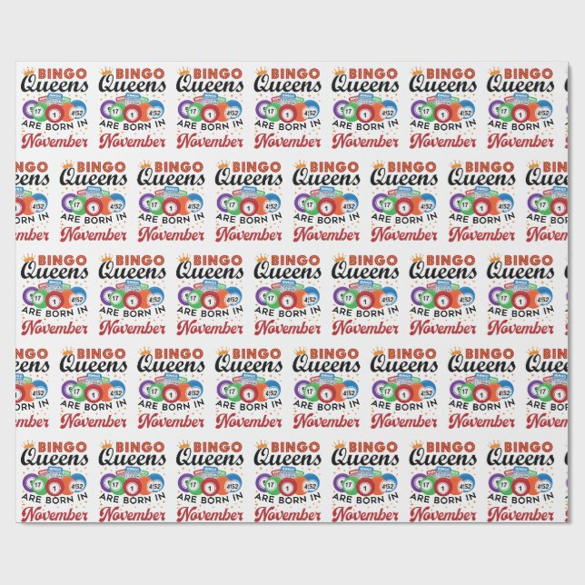 Papier Cadeau Bingo Anniversaire Femmes Novembre (Plat)