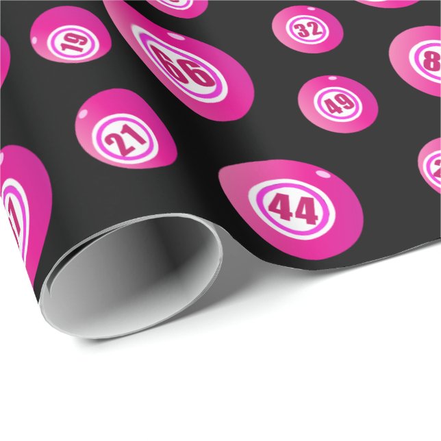 Papier Cadeau Bingo Player - balles roses (Coin rond)