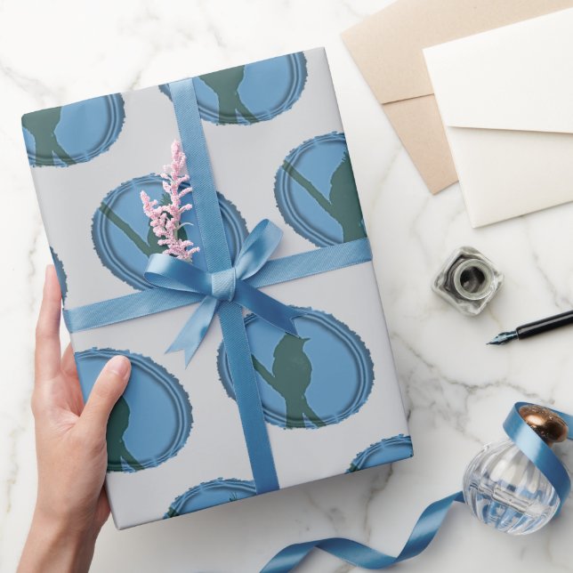 Papier Cadeau Birdwatcher Blue Grey Silhouette Hobby Birder (Cadeaux)