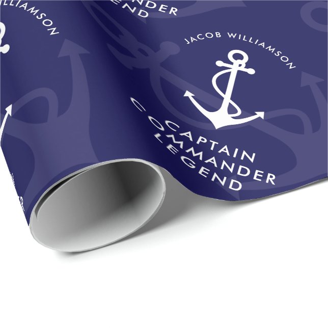 Papier Cadeau Birthday de marin ou de capitaine - il est une (Coin rond)