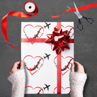 Papier Cadeau Birthday Love You so much Heart & Airplane Cute
