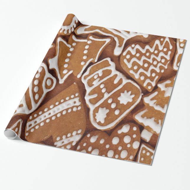 Papier Cadeau Biscuits délicieux de pain d'épice de vacances de (Déroulé)