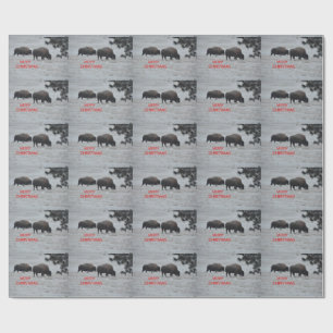 Papier Cadeau Bison en papier d'emballage de Noël de neige