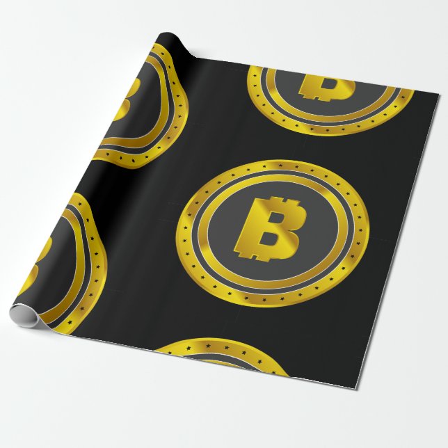Papier Cadeau Bitcoin d'or (Déroulé)