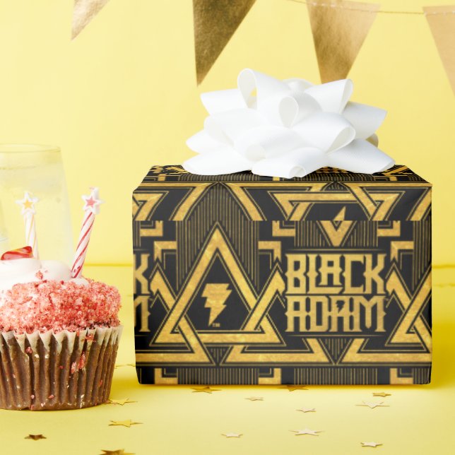 Papier Cadeau Black Adam Lightning Bolt Triangular Pattern (Fête d'anniversaire)