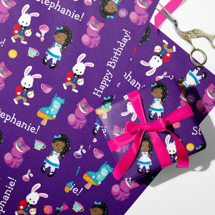 Papier Cadeau Black Alice wonderland Personalized Wrapping Paper