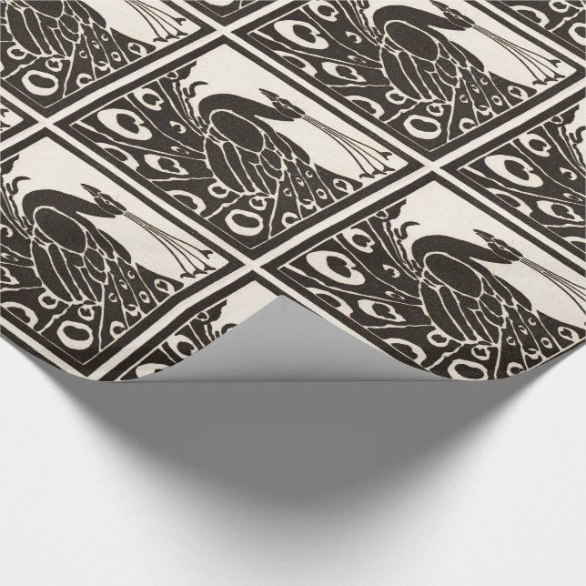 PAPIER CADEAU BLACK AND WHITE PEACOCK (Coin)