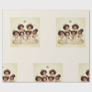 Papier Cadeau Black Angel Christmas Choir Wrapping Paper 1