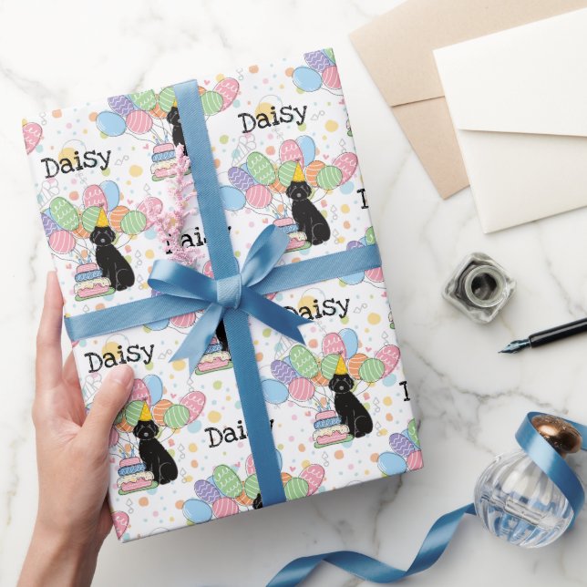 Papier Cadeau Black Aussiedoodle Chien fête d'anniversaire (Cadeaux)