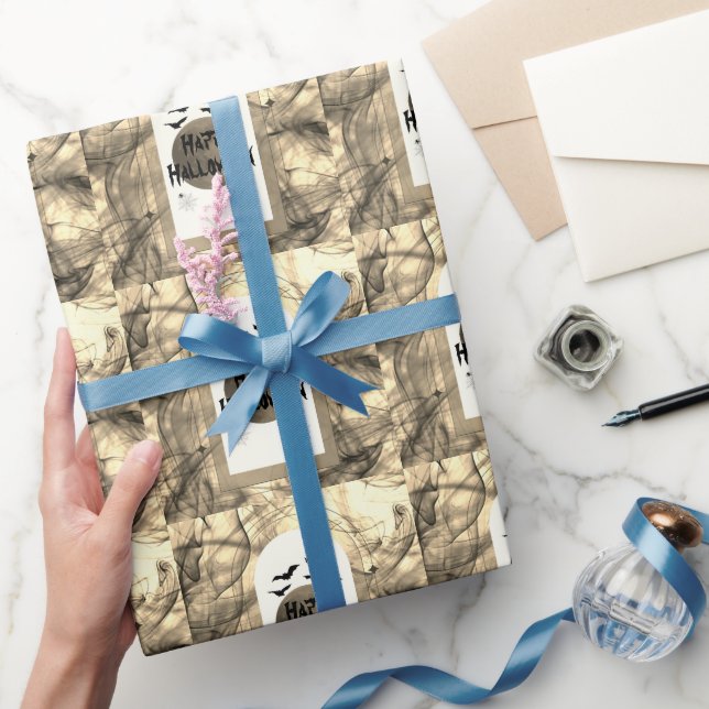 Papier Cadeau Black Bats Éffrayante Pleine lune d'horreur Happy  (Cadeaux)