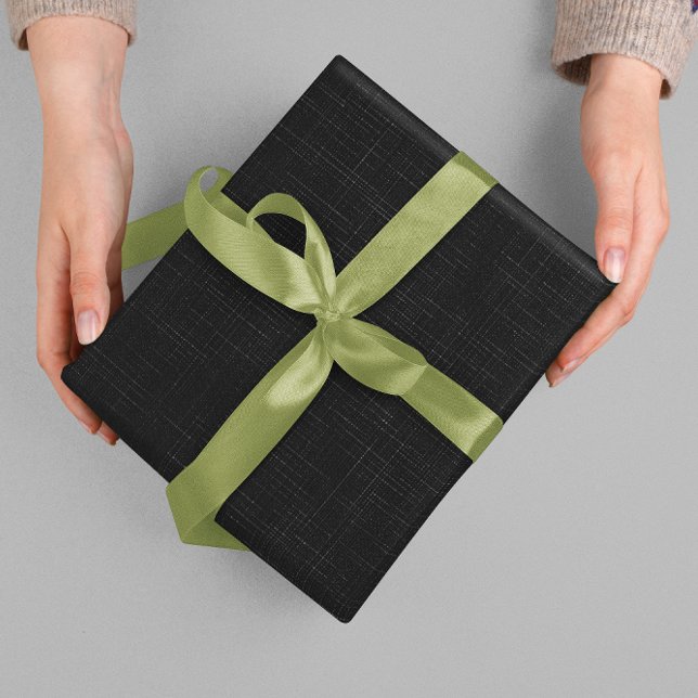 Papier Cadeau Black Blank Beige Linen Clean Fabric Texture (Créateur téléchargé)