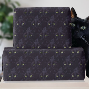 Papier Cadeau Black Cat Green Eyes Motif animal de compagnie Ann