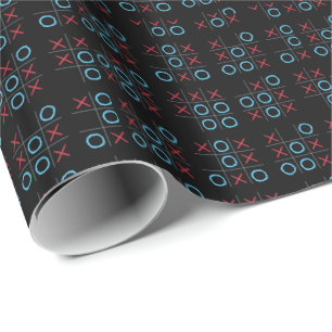 Papier Cadeau Black Chalkboard Tic Tac Toe X et O's Game