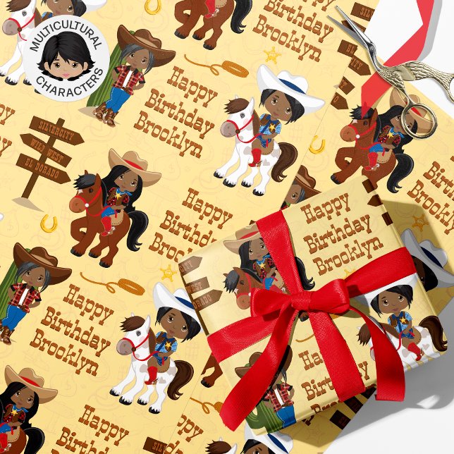 Papier Cadeau Black Cowgirl Papier d'emballage personnalisé (Créateur téléchargé)