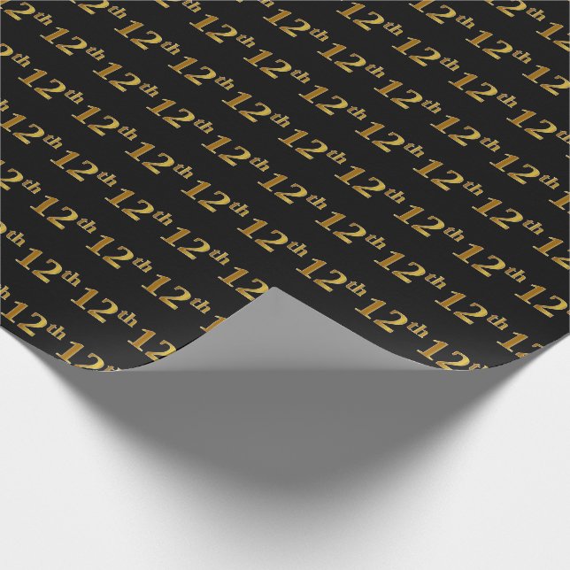 Papier Cadeau Black, Faux Gold 12e (Douzième) (Coin)