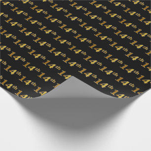Papier Cadeau Black, Faux Gold 14e (quatorzième) événement