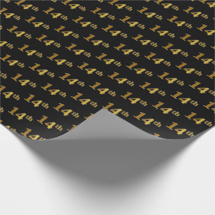 Papier Cadeau Black, Faux Gold 14e (quatorzième) événement