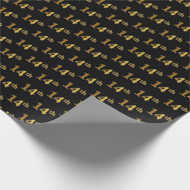 Papier Cadeau Black, Faux Gold 14e (quatorzième) événement (Coin)