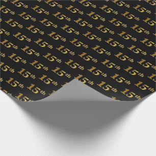 Papier Cadeau Black, Faux Gold 15e (quinzième) événement
