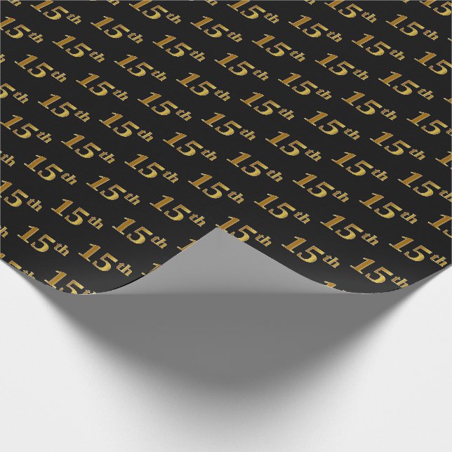 Papier Cadeau Black, Faux Gold 15e (quinzième) événement (Coin)