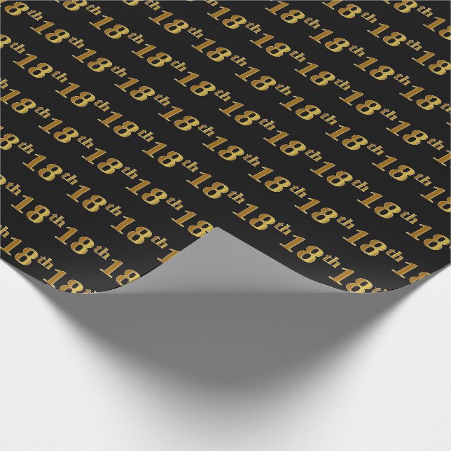 Papier Cadeau Black, Faux Gold 18e (dix-huitième) (Coin)