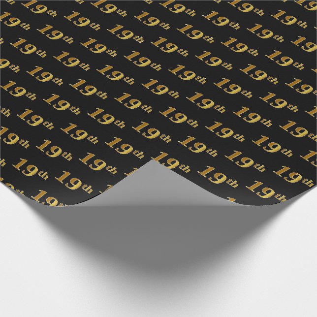 Papier Cadeau Black, Faux Gold 19e (dix-neuvième) (Coin)