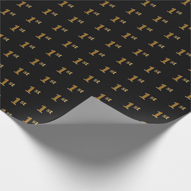 Papier Cadeau Black, Faux Gold 1er (Premier) Enveloppement d'évé (Coin)