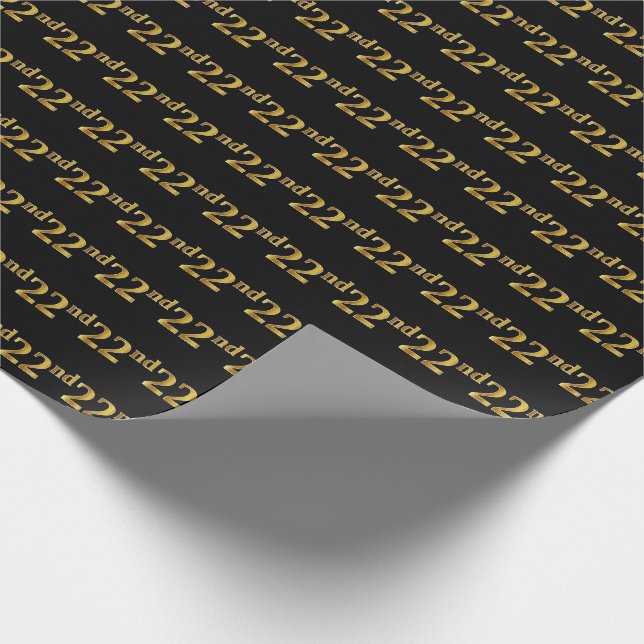 Papier Cadeau Black, Faux Gold 22e (Vingt-deuxième) (Coin)