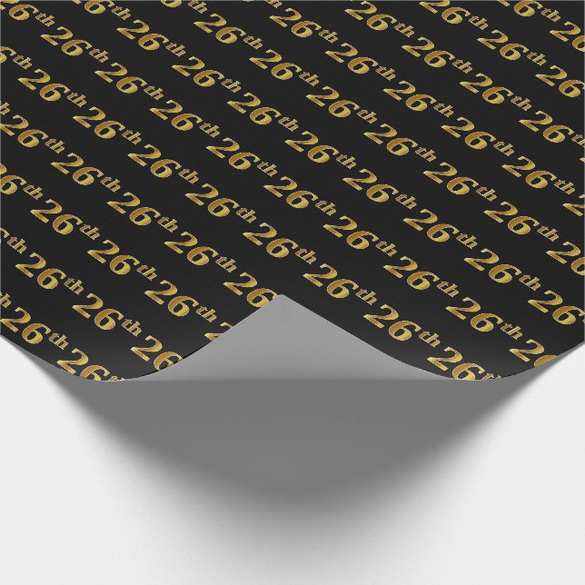 Papier Cadeau Black, Faux Gold 26e (Vingt-sixième) (Coin)
