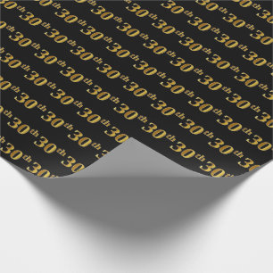 Papier Cadeau Black, Faux Gold 30e (Trentième)
