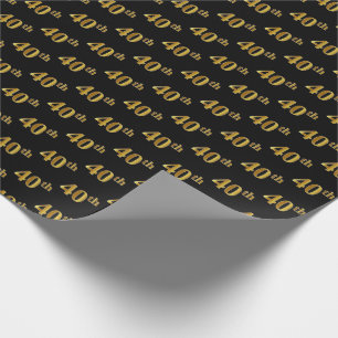 Papier Cadeau Black, Faux Gold 40e (Quarantième)
