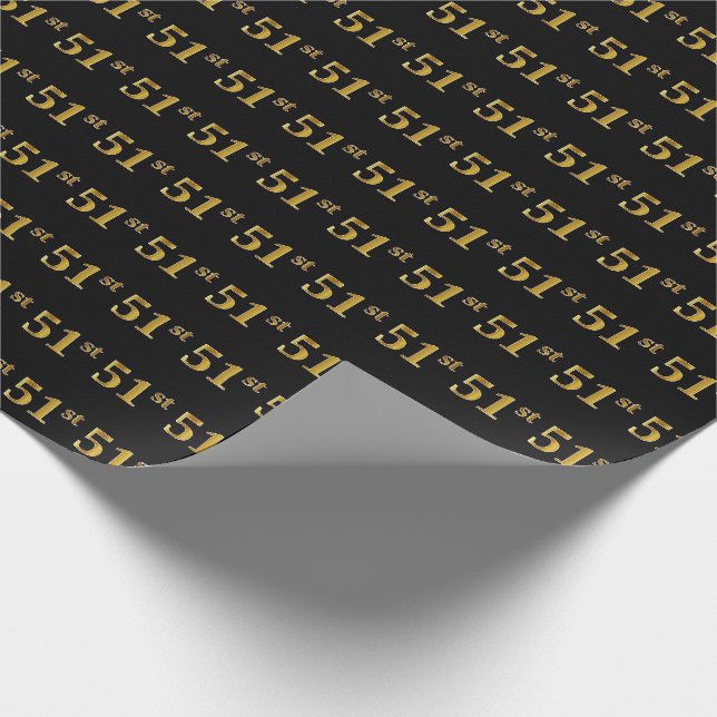 Papier Cadeau Black, Faux Gold 51e (Cinquante et unième) (Coin)
