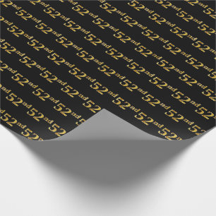 Papier Cadeau Black, Faux Gold 52e (Cinquante-deuxième)