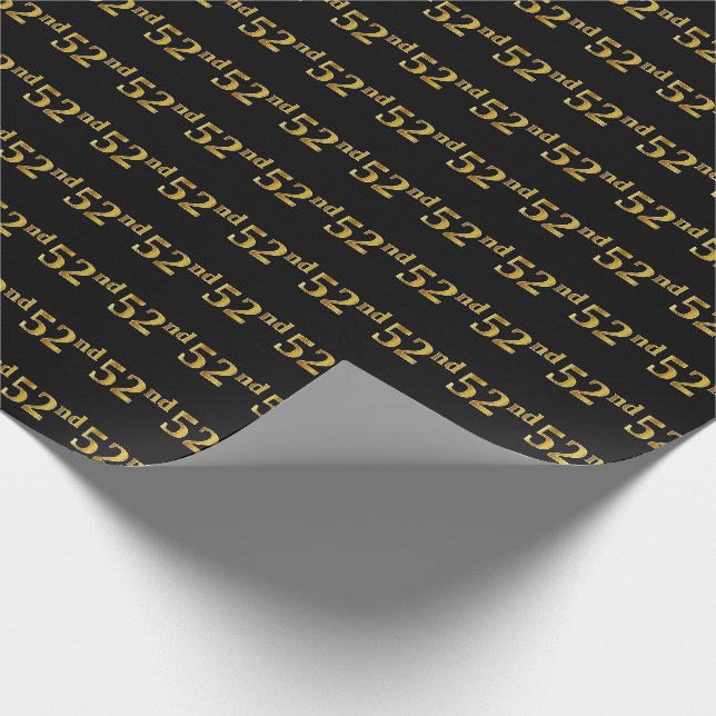 Papier Cadeau Black, Faux Gold 52e (Cinquante-deuxième) (Coin)